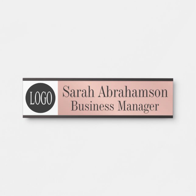 Logo Rose Gold Corporate Business Office Door Sign (Front)
