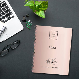 Logo rose gold monogram metal business 2026 planner