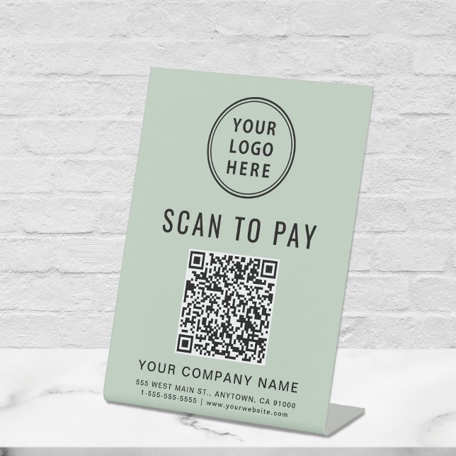 Logo Scan to Pay QR Code Sage Pedestal Sign (Creator Uploaded)