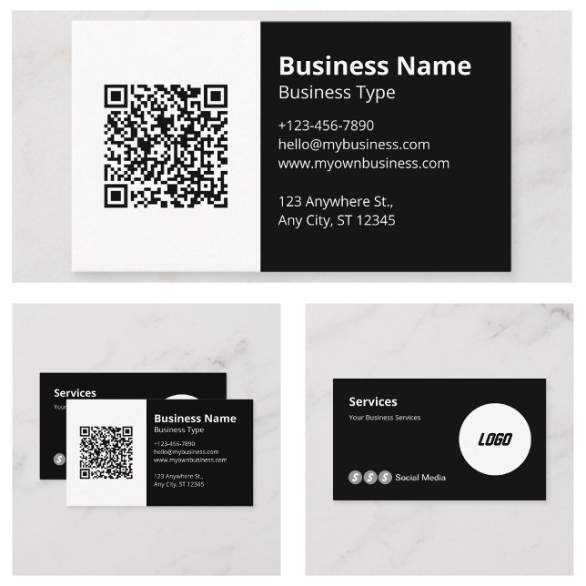 Logo Scannable QR Code Website Social Media Icon Business Card (Logo Scannable QR Code Website Social Media Icon Business Cards)