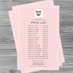 Logo Service Price List Menu Pink