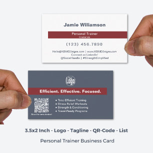 Logo Services Grey Red Accent Personal Trainer Business Card
