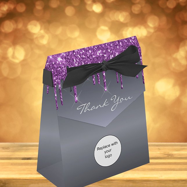 Logo silver glitter purple luxurious beauty salon favour box (Creator Uploaded)