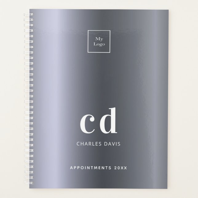 Logo silver monogram initials business 2027 planner (Front)