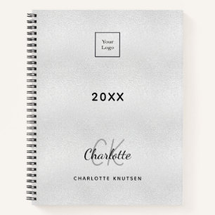 Logo silver monogram initials business notebook