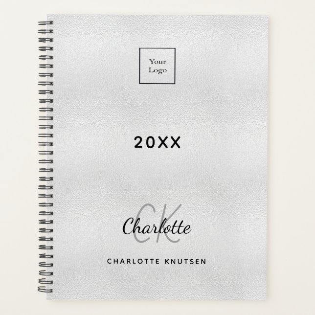 Logo silver monogram initials business planner (Front)