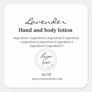 Logo simple black and white ingredients  square st square sticker