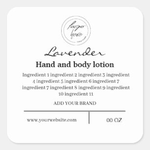 Logo simple black and white ingredients square sticker