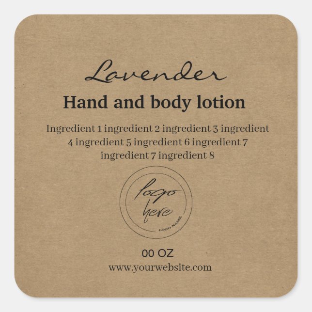 Logo simple craft paper ingredients  square sticker (Front)