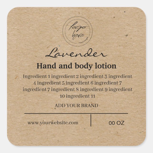 Logo simple craft paper ingredients square sticker (Front)