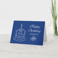 Logo Simple Navy Blue White Cake Business Birthday
