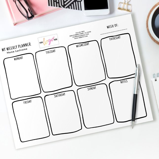  Logo Simple Tear Away Hand Drawn Weekly Planner Notepad (Creator Uploaded)