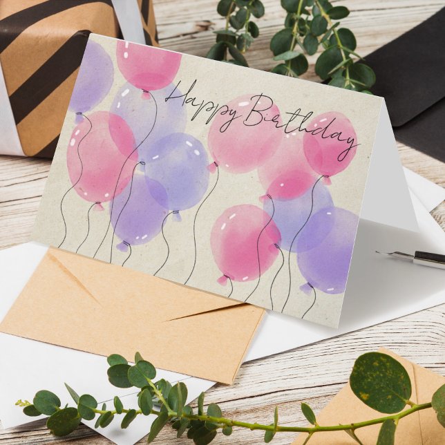 Logo Simple Watercolor Balloons Business Birthday Card (Creator Uploaded)