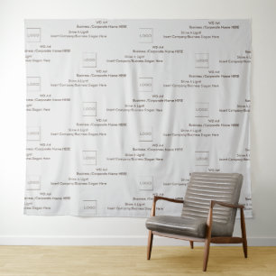 Logo Slogan Business Step and Repeat, Simple Brown Tapestry