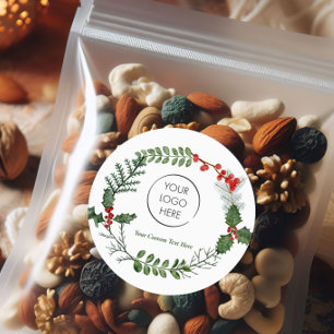 Logo Small Business Marketing Happy Holidays Classic Round Sticker