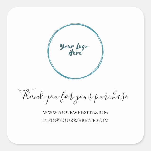Logo Small Business Thank you Square Sticker (Front)