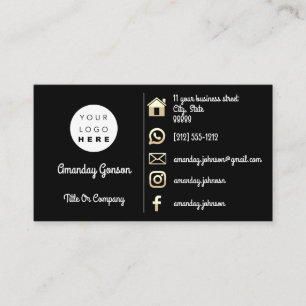 Logo Social Media Gold QR Code Gold Black Business Card