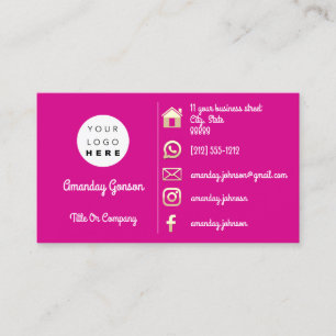 Logo Social Media Gold QR Code Gold Pink Business Card