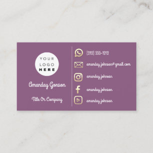 Logo Social Media Gold QR Code Gold Purple Business Card