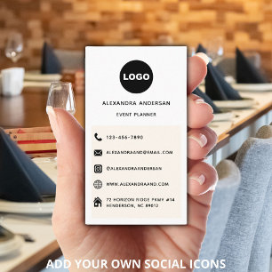 Logo Social Media Icons Modern Minimalist Business Card
