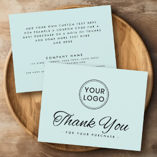 Logo social media light aqua blue thank you card
