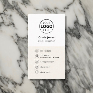 Logo Social Media Minimalist Beige Business Card