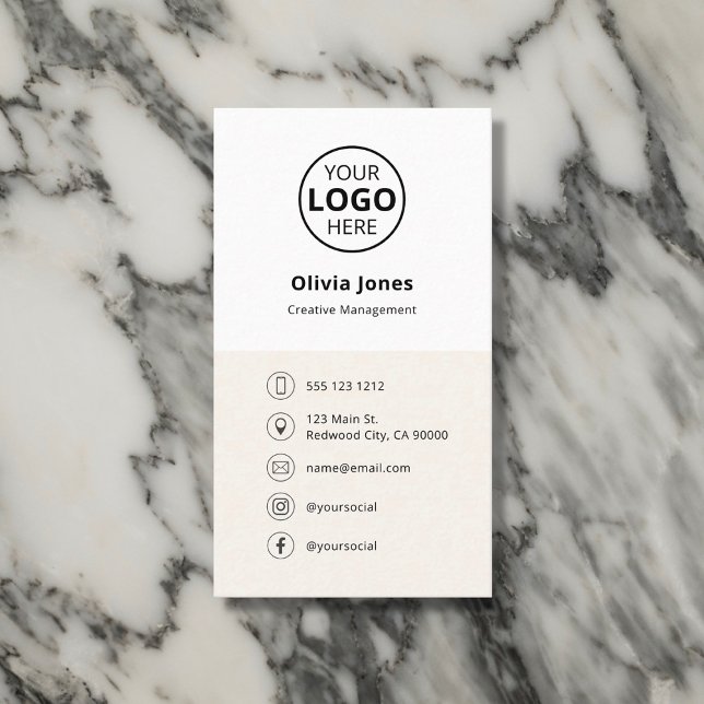 Logo Social Media Minimalist Beige Business Card (Creator Uploaded)