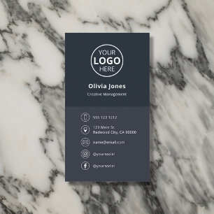 Logo Social Media Minimalist Grey Business Card