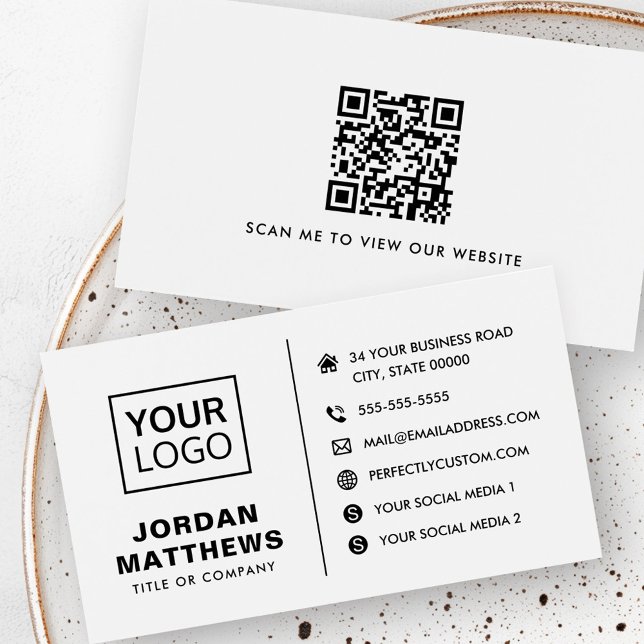 Logo social media QR code any colour business card (Logo social media QR code any color business card)