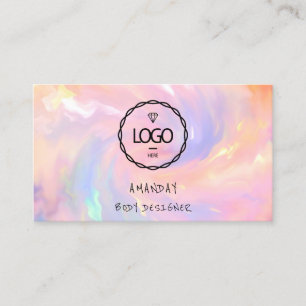 Logo Social Media QR Code Gold Holograph Pink Business Card
