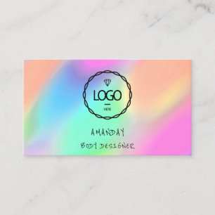 Logo Social Media QR Code Gold Holographic Business Card