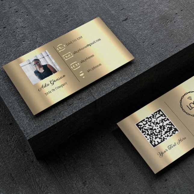 Logo Social Media QR Code Photo Custom Elegant Business Card (Logo Social Media QR Code Photo Custom Elegant Business Card)