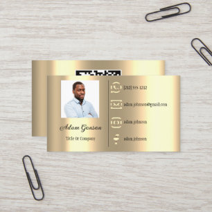  Logo Social Media QR Code Photo Faux Gold  Business Card