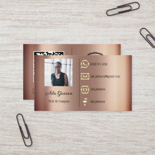  Logo Social Media QR Code Photo Rose Gold  Business Card