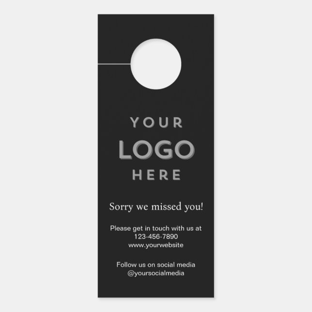 Logo Sorry We Missed You Promotional Business Door Hanger (Front)