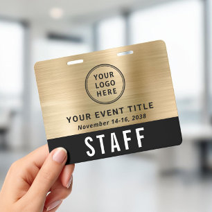 Logo Staff VIP Crew Vendor Black Gold Event ID Badge