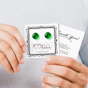 Logo Stud Earrings Doodle Square Card 03 Pack 25