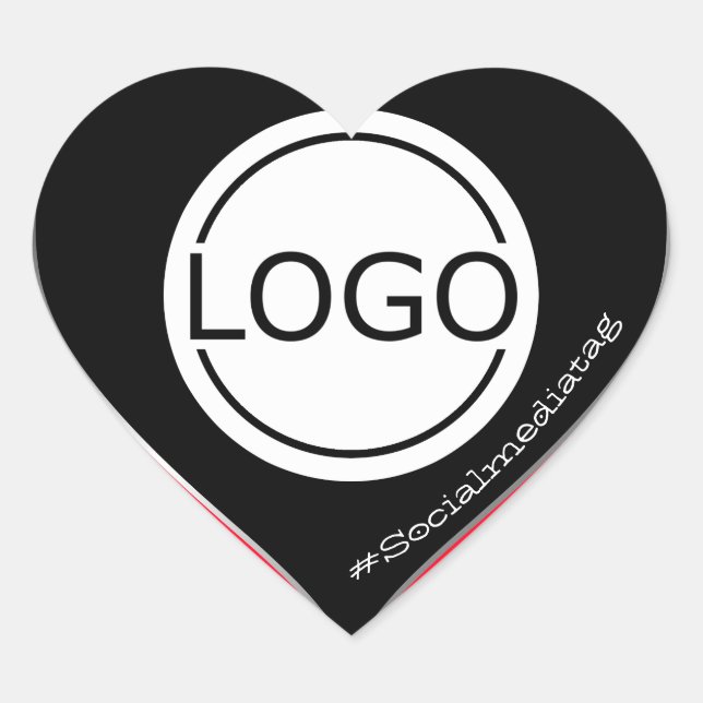 Logo Template Black Neon Pink Custom Packaging  Heart Sticker (Front)