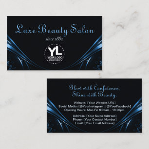 Logo Template Chic Luxury Flourish Ice Blue Business Card