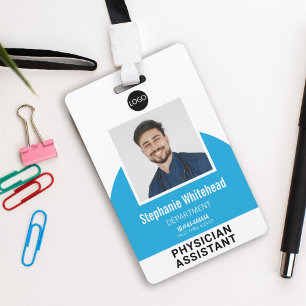 Logo Template Employee Photo Name ID Aqua Blue Badge