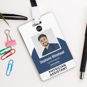 Logo Template Employee Photo Name ID Navy Blue Badge