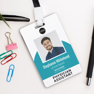 Logo Template Employee Photo Name ID Teal Blue Badge