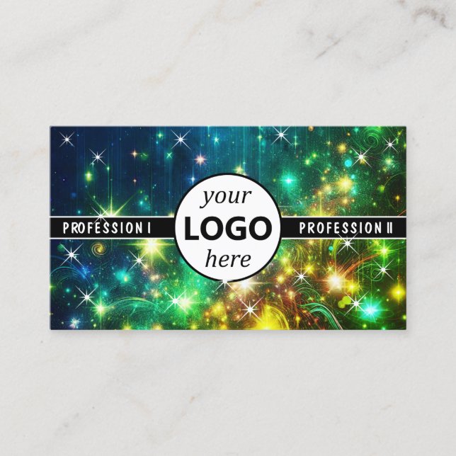 Logo Template Galaxy Stars Magic Energetic Sparkle Business Card (Front)