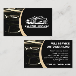Logo Template Golden Car Service Auto Detailing Business Card