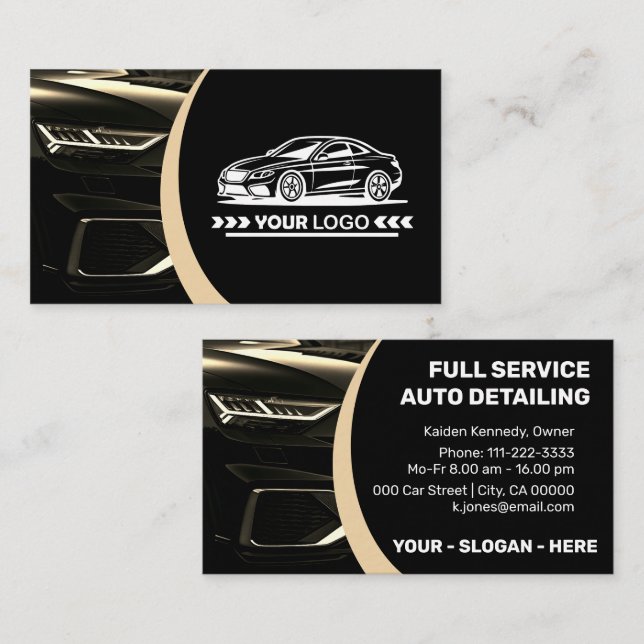 Logo Template Golden Car Service Auto Detailing  Business Card (Front/Back)