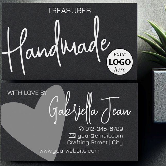 Logo Template Handmade Crafts Simple Clean Kraft  Business Card (Creator Uploaded)