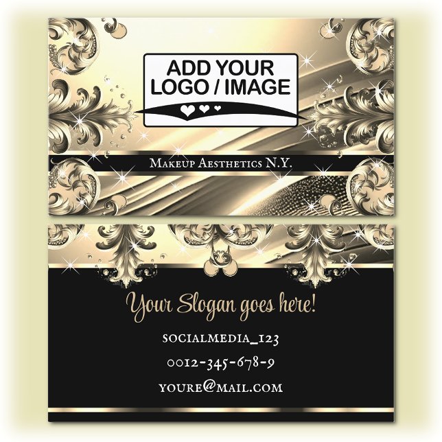 Logo Template Luxury Chic Deluxe Black Gold Golden Business Card (Creator Uploaded)