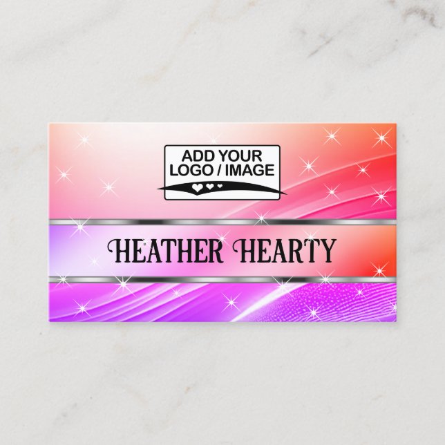 Logo Template Luxury Chic Deluxe Colourful Rainbow Business Card (Front)