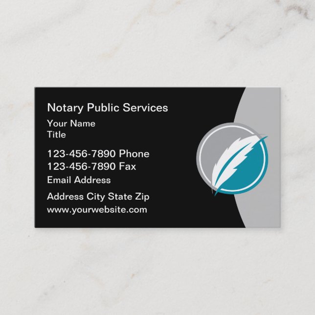 Logo Template Notary Public Business Card Design (Front)
