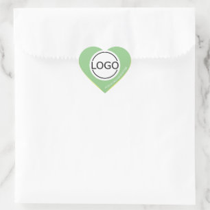 Logo Template Pastel Mint Yellow Custom Packaging Heart Sticker